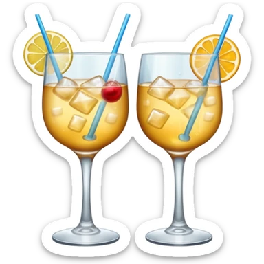 two cocktail cheers each other, without fruit, without tube sticker