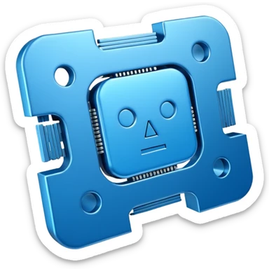 3D blue style icon representing artificial intelligence, stylized digital circuit patterns, futuristic and clean, no text/letters/acronyms. No background. sticker