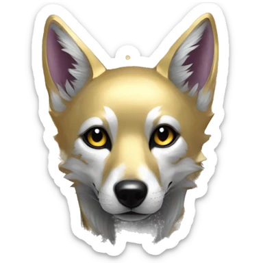 Black iridescent dog fox zombie skeleton gold mechanical nebula galaxy stars flowers fairy lights vintage sticker