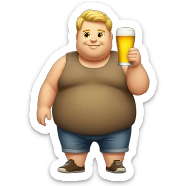 Fat boy drink beer sticker