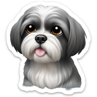 black and grey shihtzu sticker