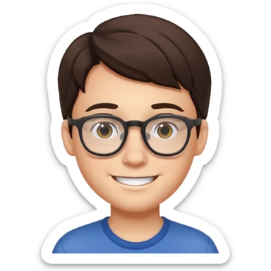 Portrait of smiling brunette boy with glasses sticker