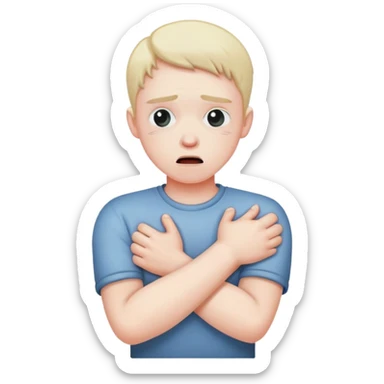 Person choking themselves crossed arms sticker