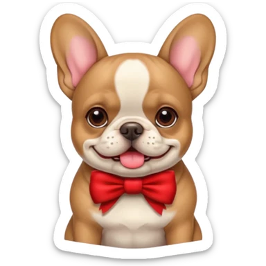 Make an emoji of a French bulldog and add a bow. sticker