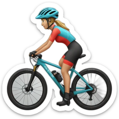 mtb female cyclist sticker