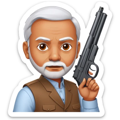 Modi ji with gun up fire sticker