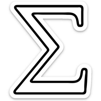 sigma symbol, minimalist outlined icon, black lines, no fill, geometric balanced sticker