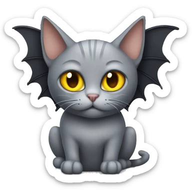 Gray cat with bat wings  sticker