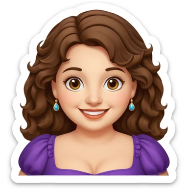 30 yr old italian woman, chubby, brown wavy hair, big brown eyes, huge smile, fancy dress, no bangs sticker