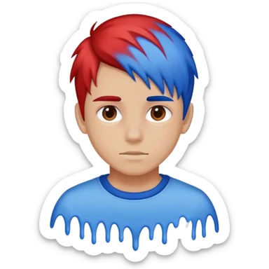 red and blue split dye haired boy sticker
