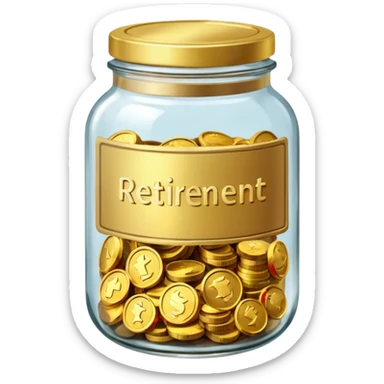 jar with money and label on the jar that says RETIREMENT sticker