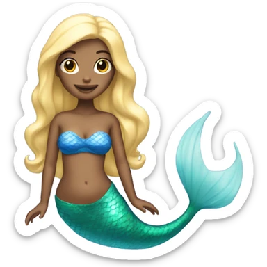 blonde mermaid with blue tail sticker