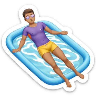single men floating with close eyes in pool full body  sticker
