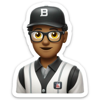 Mulatto umpire confident business young adult cat pfp with smart glasses sticker