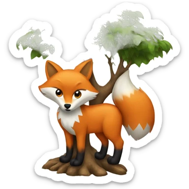 fox under the tree sticker