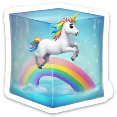 rainbow-unicorn-in-water-frozen-cube sticker