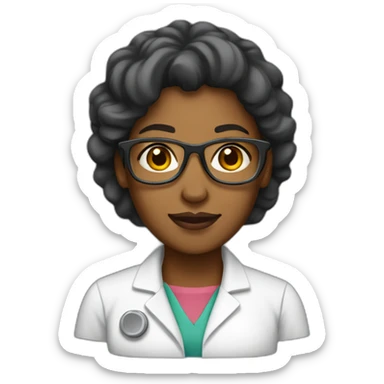Woman scientists medium dark skin tone with plug instead of beaker sticker