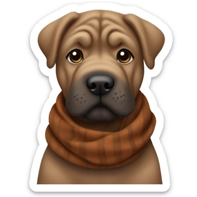 dark brown shar pei wearing a scarf sticker