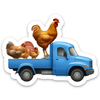 truck with poultry in the back sticker