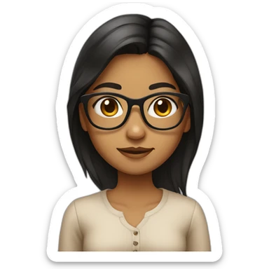 Indian girl with glasses and black to brown hair sticker