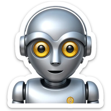 robot emoji wth $ eyes sticker