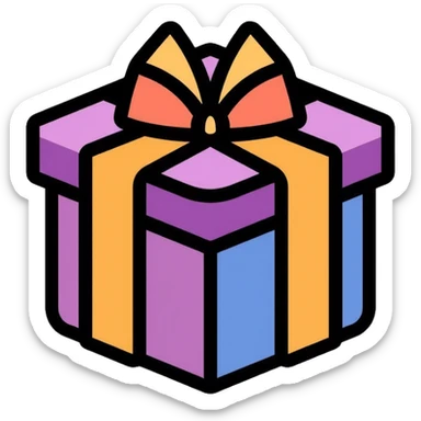 gift box wrapped with ribbon sticker