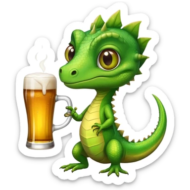 funny lizard sipping from a beer glass sticker