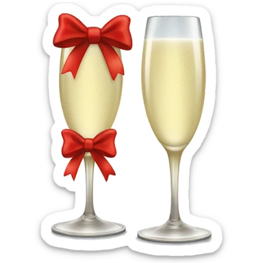Champagne glass with red bow on the stem  sticker