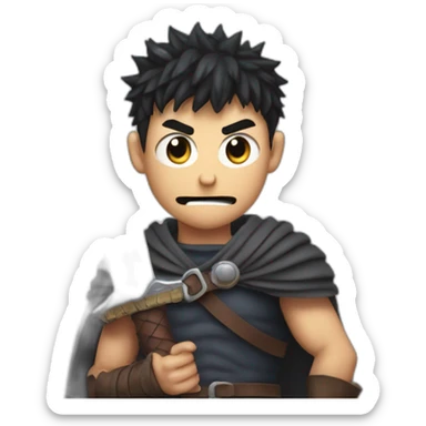 angry berserk guts carrying a huge sword on his shoulder sticker