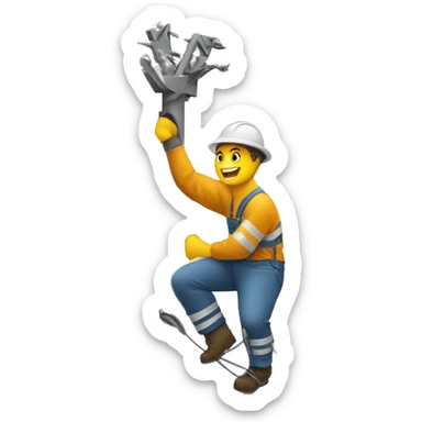 a lineman working on a power line sticker