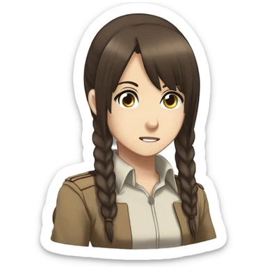 Sasha Braus brown hair hair in a ponytail anime attack on titan sticker
