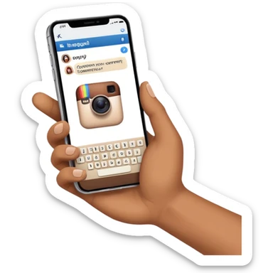 smartphone wirting an instagram comment sticker