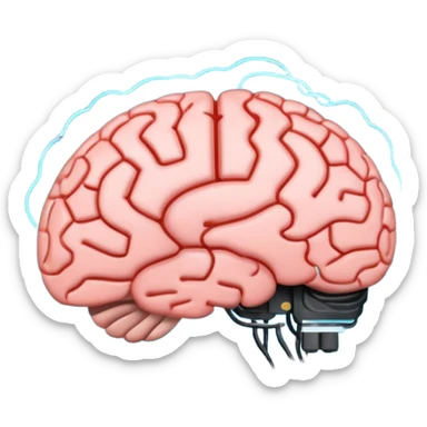 A brain inside a computer symbolizing AI sticker