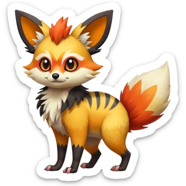 Rare realistic cool cute epic aesthetic colorful Fennekin-Zorua-Civet-Genet-species-Fakemon-hybrid-creature, with markings, full body sticker