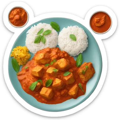 tikka masala, scramble and rice on a plate sticker