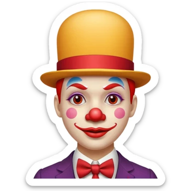 Clown in bowler hat & tie sticker