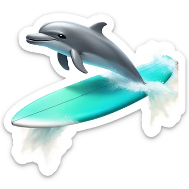 Dolphin surfing with sunglasses and a Hawaiian shirt on  sticker