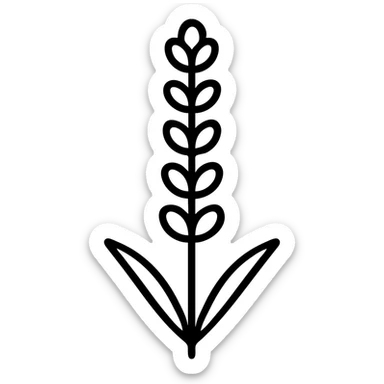 stylized lavender sprig icon, simple and clear lines sticker