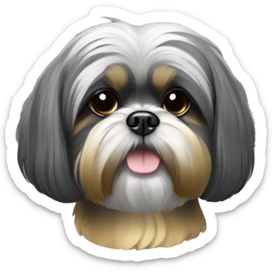 Dark grey and gold Shih tzu sticker