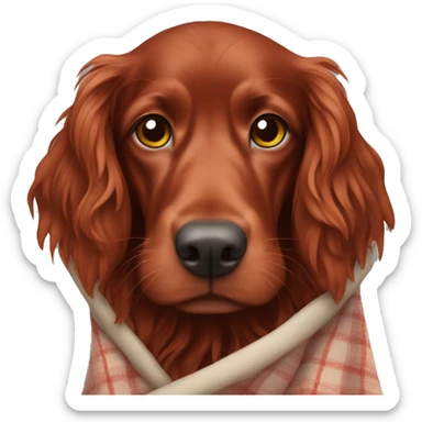 Red setter wrapped in blanket sticker