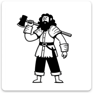 hand-drawn sketchy warrior holding axe sticker