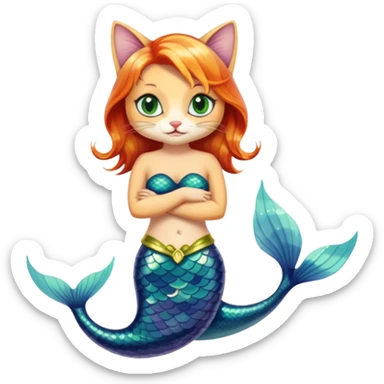 Cat mermaid sticker