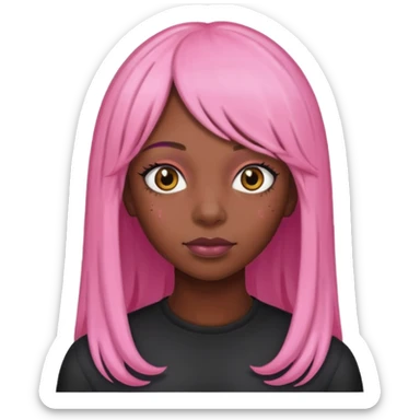 Black girl with long pink wig sticker