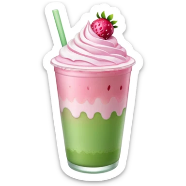 iced strawberry matcha latte sticker