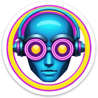 neon cyberpunk-themed icon representing creativity sticker