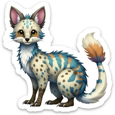 Feral Rare Fantasy Vernid-Trico-species by LiLaiRa, random markings, tufted tail, tufted ears, full body sticker