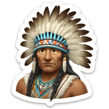 Native American chief with head dress and hatchet  sticker