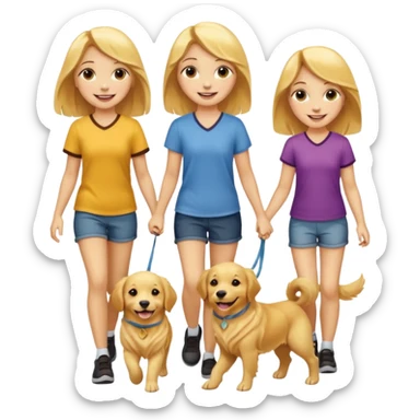 Three girls and two dogs on a hot girl walk  sticker