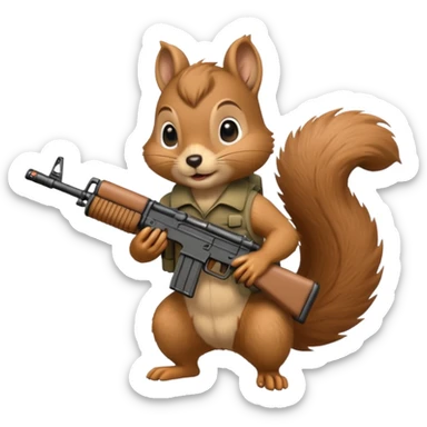 Squirrel holding xm7 assault rifle sticker