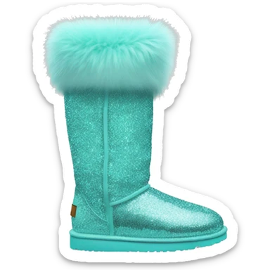 Realistic tiffany blue Sparkle glitter and fur Ugg boots. sticker